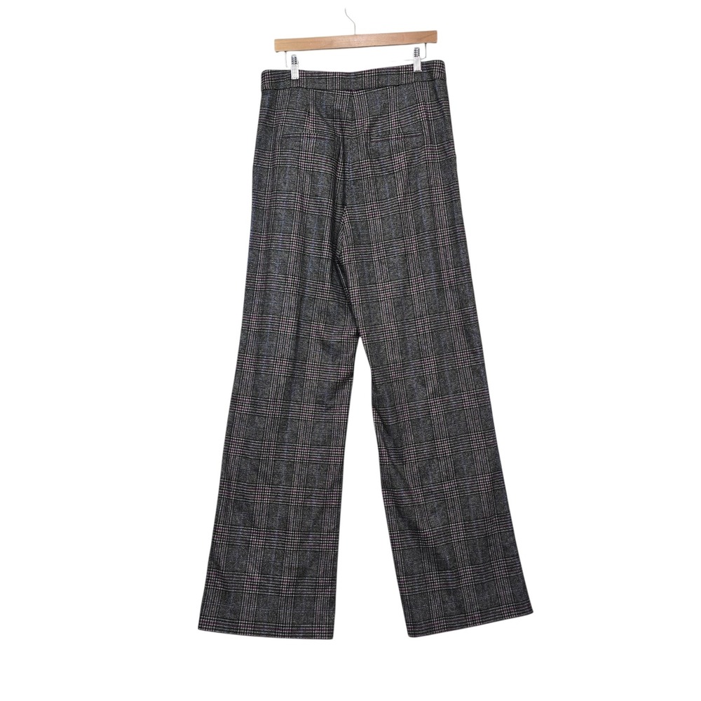 Veronica Beard Glen Plaid Wide Leg Sailor Button Pants Purple Blue Wool Size 12 - Picture 3 of 8